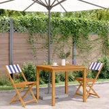 Bistro Chairs 2 pcs Blue and White Solid Wood Acacia and Fabric 367686