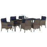 Garden Dining Set with Cushion 7 pcs Grey Poly Rattan 3380195