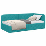 Corner Bed Frame with Headboard Turquoise 100 x 200 cm Velvet 42016551