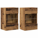 Wall Cabinets with LED Lights for TV 2 pcs Old Wood 40x30x60,5 cm 857680