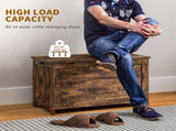Storage Chest, Modern Storage Trunk with 2 Safety Hinges and Cut-out Handles, Wooden Toy Box for T3398P342476