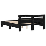 Bed Frame with LED Black Oak 140 x 200 cm Engineered Wood 3333947