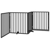 Dog Gate with Door Foldable 4 Panels Black 320 cm Poplar Wood 352195