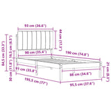 Bed Frame with Upholstered Headboard Light Grey 90 x 190 cm 878084