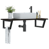 Basin Shelf Wall Mounted Steel and Solid Wood Oak 3302627