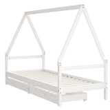 Kids Bed Frame with Drawers White 80x200 cm Solid Wood Pine 834466