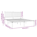 Metal Bed Frame without Mattress with Headboard White 135x190cm 350930