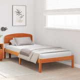 Bed Frame with Headboard Wax Brown 90 x 200 cm Solid Pine Wood 872082