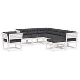 8 Piece Garden Lounge Set with Cushions White Solid Wood Pine 3216946