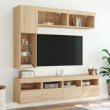 7 Piece TV Wall Cabinet Set with LED Lights Sonoma Oak 3216759
