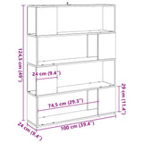 ZNTS Book Cabinet/Room Divider Old Wood 100x24x124.5 cm 856744