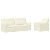 Sofa Set 2 pcs Cream Corduroy Fabric 3433256