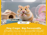 Wooden Hamster Cage with Detachable 32cm Deep Bottom, Hut, Seesaw, Exercise Wheel, Ramp, 60 x 40 x T3398P425407