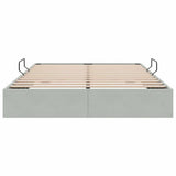 Storage Bed with Storage Light Grey 137 x 190 cm Velvet 3370134