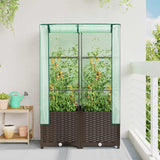 Raised Bed with Greenhouse Cover Rattan Look 80x40x138 cm 4015800
