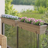 ZNTS Planters with hooks 2 pcs Grey Poly Rattan 366406