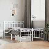 Metal Bed Frame without Mattress with Footboard White 120x200cm 373756