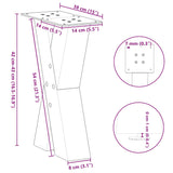 ZNTS Coffee Table Legs X-Shaped 2 pcs White 38x cm Steel 4012953