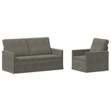 Sofa Set 2 pcs Light Grey Corduroy Fabric 3433248