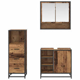 Bathroom Furniture Set with Door 3 pcs Old Wood Engineered Wood 3402369