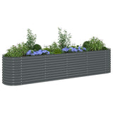 Garden Raised Bed 400x80x81 cm Galvanised Steel Grey 45521