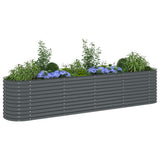 Garden Raised Bed 400x80x81 cm Galvanised Steel Grey 45521