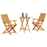 Folding Bistro Set Folding 3 pcs Brown Solid Acacia Wood 3375689