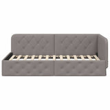 Corner Bed Frame with Headboard Taupe 90 x 190 cm Fabric 42016492