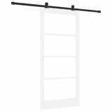 Sliding Door ORKDAL White 93 x 202 cm Solid Pine Wood and Glass 3332148