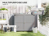 Wooden Garden Shed, Garden Tool Storage Shed Hinged Roof and Shelf, Outdoor Storage Cabinet T3398P325225