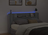 Storage Headboard with LED Grey Sonoma Engineered Wood 3418670