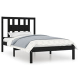 3104057 Bed Frame without Mattress Black Solid Wood 100x200 cm