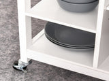 Kitchen Trolley, Kitchen Island on Wheels, w/ Wood Top, 3 Shelves and Storage Cupboard, White T3398P341326