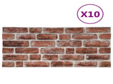 Wall Panels 10 pcs Dark Brown and White 100 x 50 cm EPS Foam 42046090