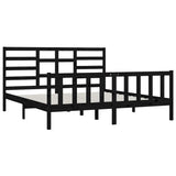 Bed Frame without Mattress Black 200x200 cm Solid Wood Pine 3107637