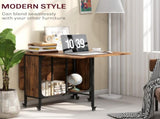 Six-Person Drop Leaf Dining Table - Rustic Brown/Black T3398P344822