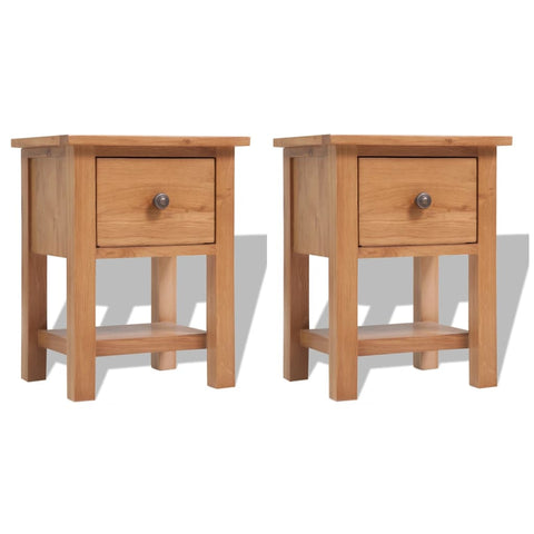 ZNTS Nightstands 2 pcs 36x30x47 cm Solid Oak Wood 3053416