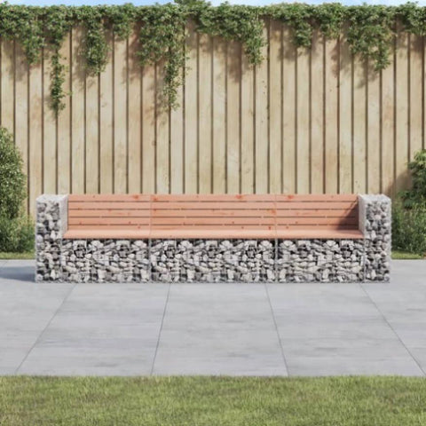 ZNTS Garden Bench Gabion Design 287x71x65.5 cm Solid Wood Douglas 3196252