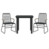 3 Piece Garden Dining Set Black PVC Rattan 3099209