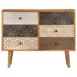 ZNTS Sideboard with Printed Pattern 90x30x70 cm Solid Mango Wood 247916