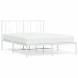Metal Bed Frame without Mattress with Headboard White 140x190cm 352529