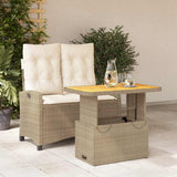 2 Piece Garden Dining Set with Cushions Beige Poly Rattan 3277418