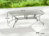 Outsunny Rectangle Garden Table with Parasol Hole, Outdoor Dining Table for 6, Patio Table for T3398P555010