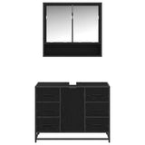 Bathroom Furniture Set 2 pcs Black Oak Engineered Wood 3402428