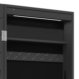 Mirror Jewellery Cabinet with LED Lights Wall Mounted Black 353239