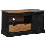 TV Cabinet HALDEN with Sliding Door Black 110x40x60 cm Solid Wood 4018412