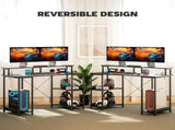 LED Computer Desk, with Power Outlets and Shelves - Black T3398P343176