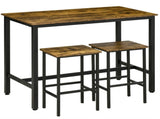 120x60cm Bar Table Set, Breakfast Table with 2 Stools, 3-Piece Counter Height Dining Table & Chairs T3398P342288