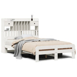 Bookcase Bed without Mattress White 135x190 cm Double Solid Wood Pine 3308898