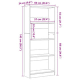 Bookshelf Black Oak 60 x 24 x 143 cm Engineered Wood 862467